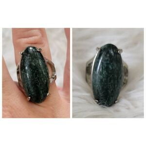 Jade Cocktail Ring Sz 8 Large Oval Gem Energy Stones